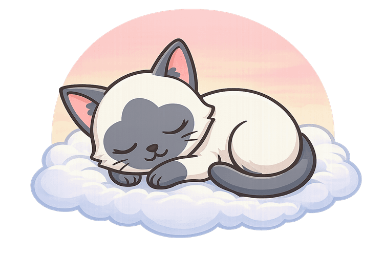 Oliver sleeping peacefully on a cloud